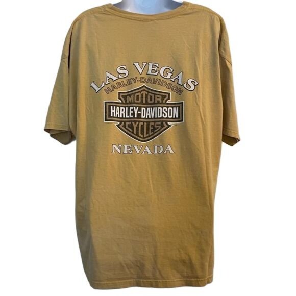 Vintage 2004 Harley-Davidson Las‎ Vegas Nevada Yellow Tee with Classic Logo, 2XL - Picture 6 of 9